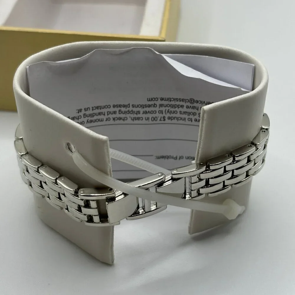 Charter Club Women’s Silver Round Link Watch